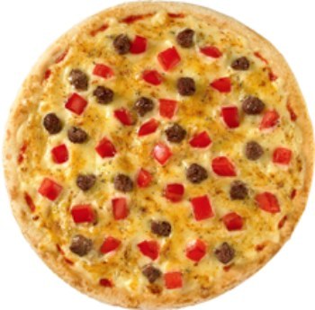 Ingrédients : sauce tomate, mozzarella, boulettes de bœuf épicé, tomates fraîches, origan.Une pizza-bolognaise : le meilleur des deux mondes.