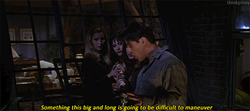 Reasoning: The six friends poking Ugly Naked Guy with a stick made out of plastic takeout forks and knives is an amazing moment in Friends.