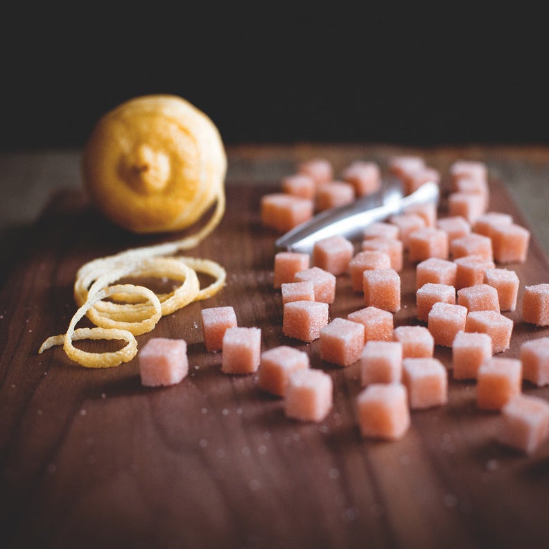 These sugar cubes have been soaked in Angostura bitters for a Classic Champagne Cocktail. Directions here.