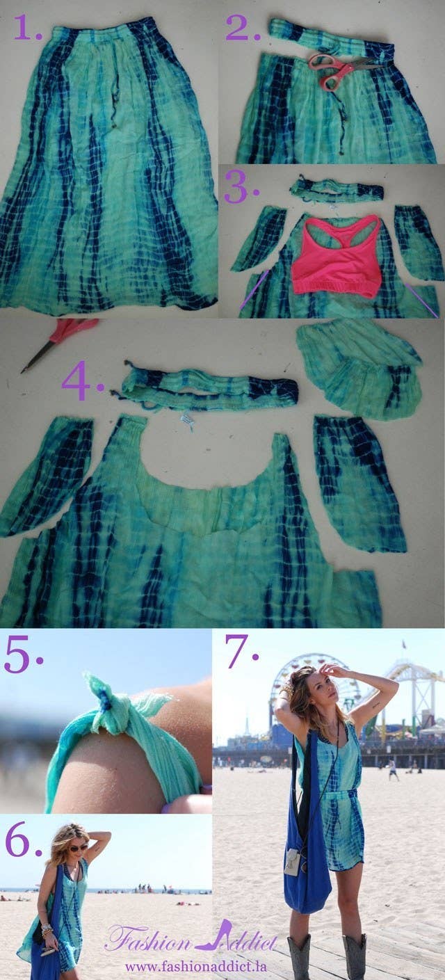 Перешить из длинной юбки сарафан