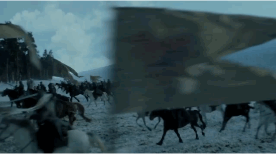 Franchement, qui a immédiatement compris qu'il s'agissait de Stannis ? Lorsque l'apéro de Mance et Jon se trouve interrompu par une mystérieuse attaque, tout le monde (moi) se demande de qui il s'agit. Depuis le début de la série, les événements près du Mur ont presque tous été isolés du reste de l'intrigue, et rarement mentionnés par les autres personnages. Perdus dans leurs manigances politiques et leurs mariages sanglants, personne ne semblait être au courant qu'une armée de sauvages, morts-vivants et autres créatures bizarres marchait vers le Sud. Personne...