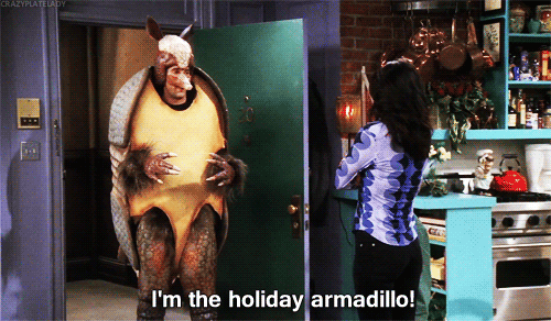 Reasoning: What better way to teach Ben about Hanukkah than in an armadillo costume? Good play, Ross.