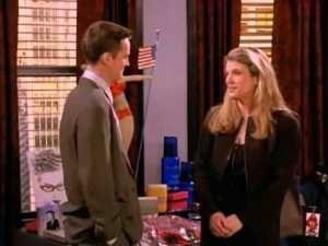 Seen In: Season 3, Episode 20 & Season 4, Episode 3Dated: ChandlerIt Didn't Work Out Because: Chandler thought she was a “big dull dud” and she always had “mascara goop in her eye."Note: Also seen in a later episode since she is Rachel's boss at Bloomingdale's.