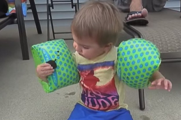 kid with floaties