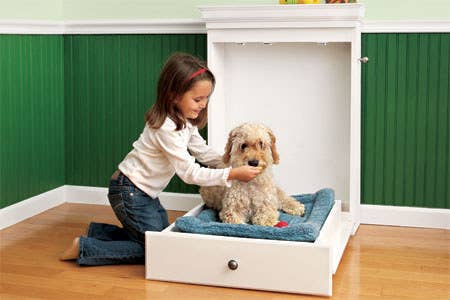 If minimalism and smugly/telepathically saying, "I don't want to be a burden..." is your pup's thang, whip up one of these fold-up beds with our step-by-step instructions. Next you dog will want his own leash rack. WE GOT YOU.