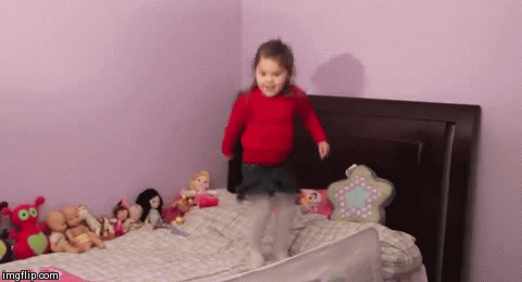 Every parent has the moment when they throw caution to the wind and join their kid in jumping on a bed... and it is glorious.