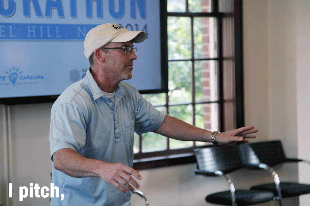 Sean Branagan, Director of the Center for Digital Media Entrepreneurship at Syracuse University, teaches students how to get comfortable on stage.