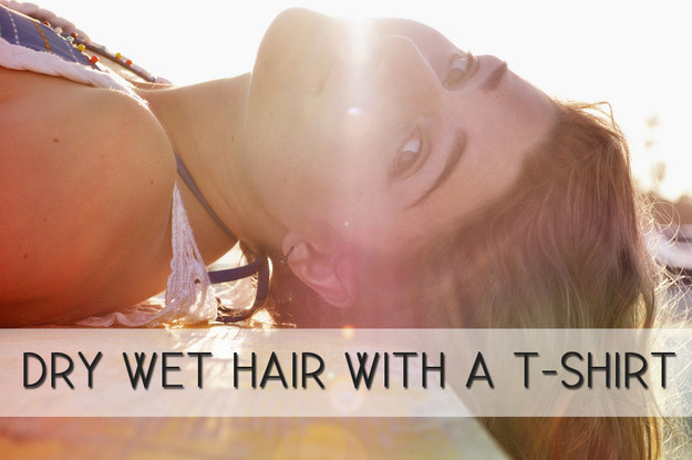 Use a T-shirt to dry your hair for frizz-free hair.