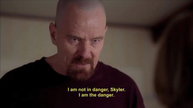 Breaking Bad has this incredible storyline where a high school chemistry teacher who is diagnosed with inoperable lung cancer teams up with one of his former degenerate students to concoct the world's most desired drug. This mind-blogging series takes the beloved father and husband, Walter White, from a chemotherapy patient living off a teacher's salary to a thuggish drug lord who banks millions off crystal blue meth. Definitely sounds like something you need to watch. Am I right?