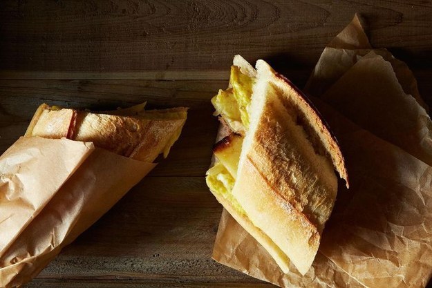 Need a grab-and-go dinner? This mildly sweet omelet goes beautifully with the garlicky allioli and the tangy tomato. The baguette completes this handheld god-send. Get the recipe on Food52.