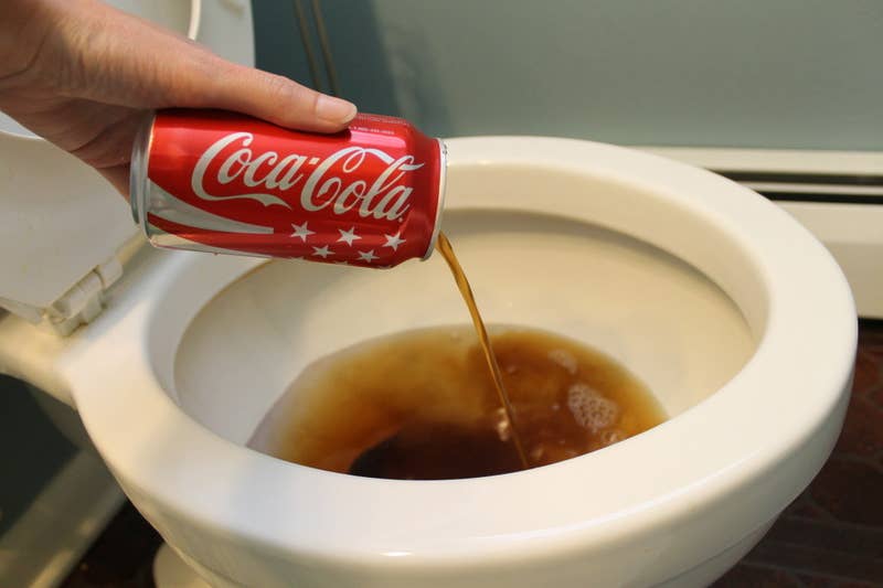 Cleaning the toilet is a necessary evil. Why not make life a little easier by pouring a can of coke into the bowl? Let it sit for an hour, and the acids in the drink will eat through the stains. Flush a couple of times just to make sure there is no residual sugar.