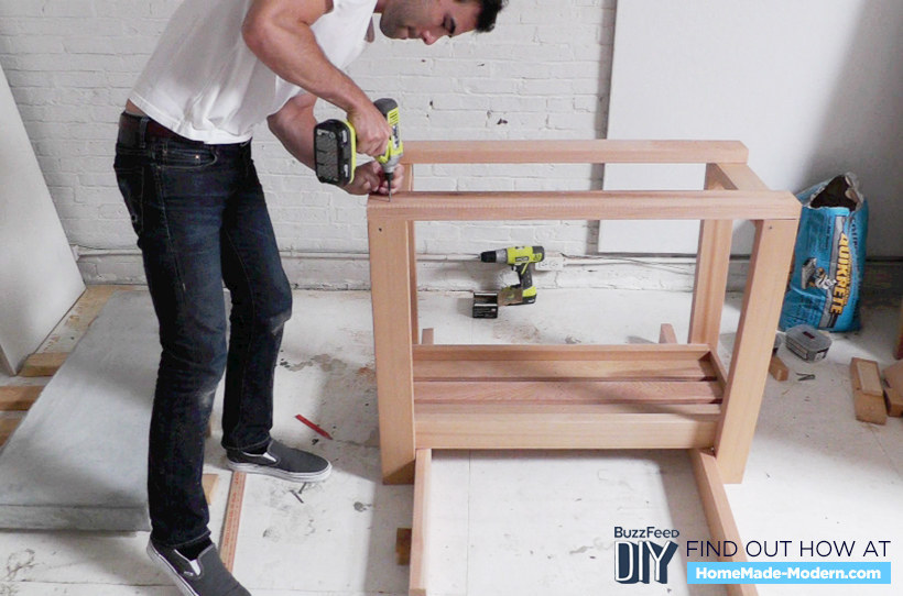 How To Make A DIY Kitchen Island With A Concrete Countertop