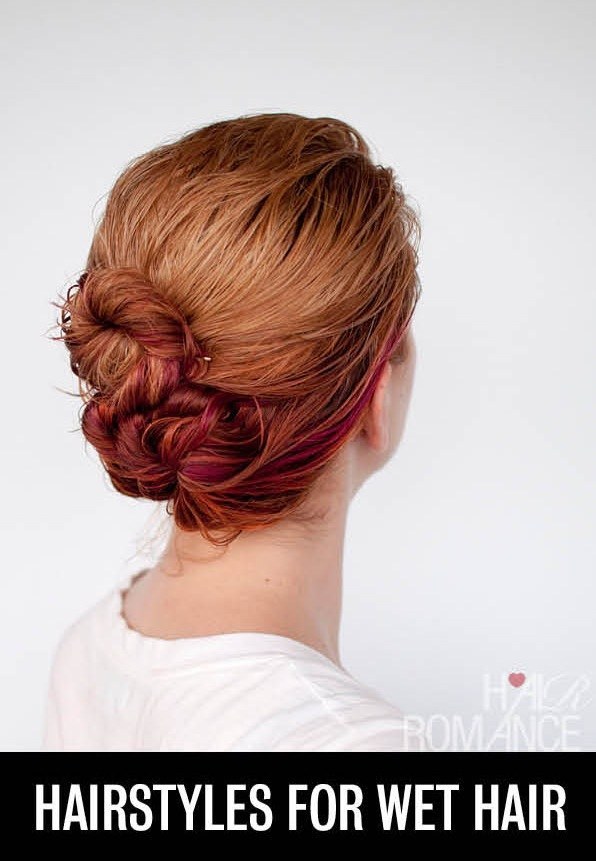 Learn how to do this loose triple bun (and other wet hair styles!) here.