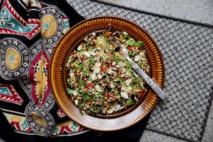 Instead of making this 6 sides, make it 3 mains, and you'll get just over 18g/protein in each serving. Recipe here.