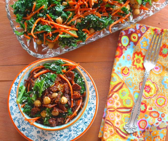 Between the tempeh, the chickpeas, and the kale, you'll get more than 19 grams of protein in each bowl. Recipe here.