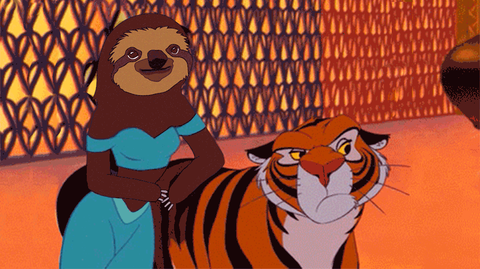 Plot: Aladdin uses his third wish from the Genie to turn Jasmine into a sloth.