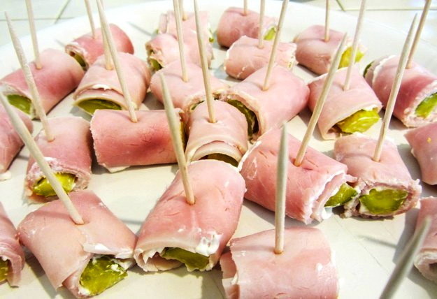This go-to platter can be rolled and toothpicked in minutes, especially since you should always have a jar of pickles in your fridge. Get the recipe.