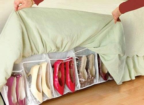 Not only is it unexpected storage space, but it hides your shoe horder shame!