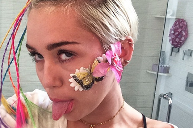 Miley Cyrus Taped Flowers To Her Face To Hide A Zit