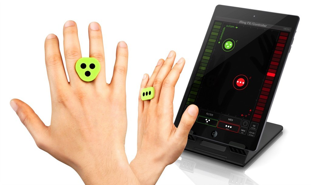 The iRing allows you to create or remix music using only hand motions. The black dots make it easier for your phone or tablet's camera to track your motions, making this device surprisingly accurate and easy to use.