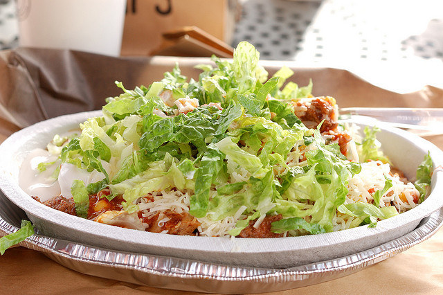 You order the burrito bowl because "'tortilla' is Mexican for gluten".