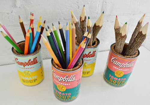 The ones from this tutorial were made from limited-edition cans with the Warhol label, but you can print you own here.