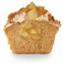 Apple cinnamon cake with apple preserves filling topped with vanilla cream cheese frosting and covered in streusel crumbs.
