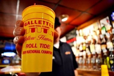 Go to Galettes on gameday, especially during the day. The Yellowhammer is their staple drink and if you haven't had one of these by the time you graduate, then really? Did you ever leave your house? They make it frozen and on the rocks. A few of these and you are feeling turnt up. It's just an experience that every student and fan needs to have. Plus you get a free cup. I think it says a lot that I can't open my cabinets without 10,000 yellow cups falling on top of my head.