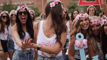 No this isn't Woodstock. Actually most of these women's parents were barely even alive during Woodstock. But what's a better way to show that your sorority is cute and fun than cute and fun flower headbands?