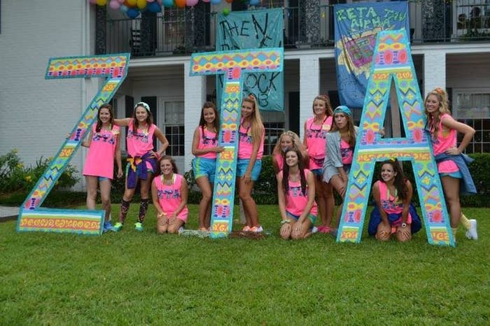What's a better way to tell people which house you pledged than a cute photo shoot by the letters you will be wearing for the rest of your life!