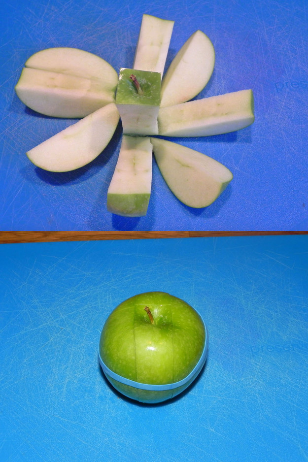 Put a rubber band around a sliced apple to keep it from turning brown.