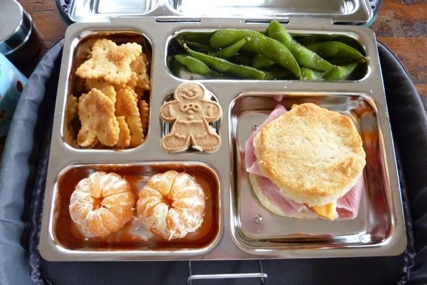 A lunch box with divided compartments cuts down on packaging and helps you remember all the components.