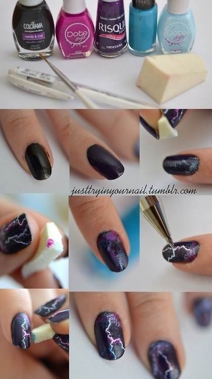 This one is reverse nail art-you scrape the polish off for the effect.