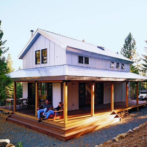 This 8-foot, wraparound porch provides a spot to lounge in the summer, and protects against snow in the winter.