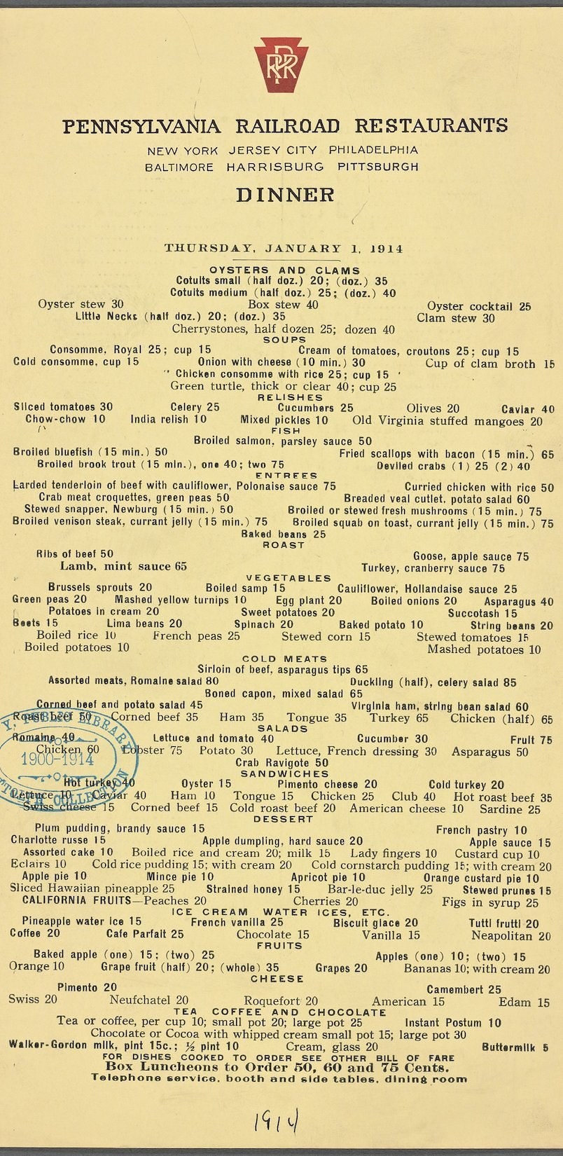 What NYC Restaurant Menus Looked Like 100 Years Ago Vs. Today