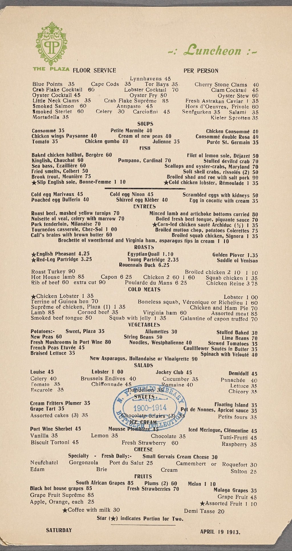 What NYC Restaurant Menus Looked Like 100 Years Ago Vs. Today