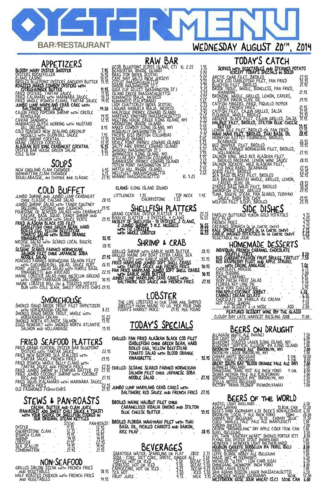 What NYC Restaurant Menus Looked Like 100 Years Ago Vs. Today