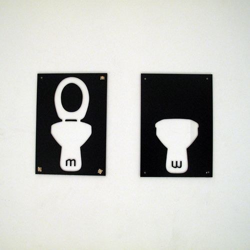 These signs can be confusing for men because to us, both toilets look ready to go.