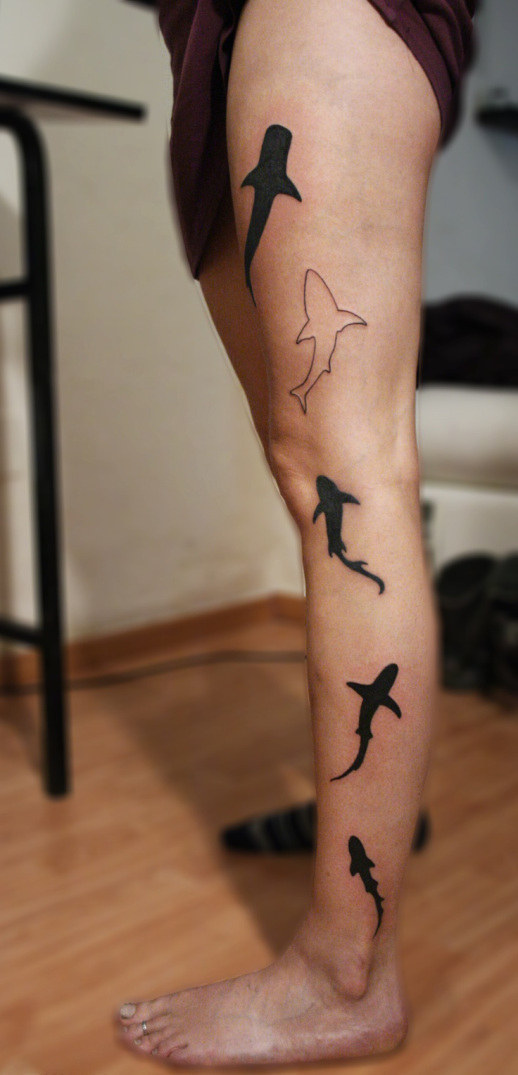 Tattoo uploaded by Adam Rosenthal • #Shark #swimming #greatwhite  #blackandgrey • Tattoodo