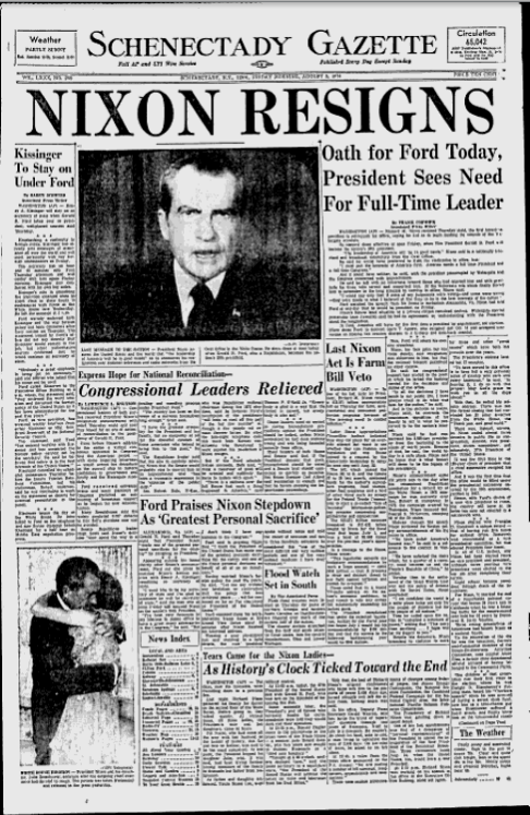 How 12 Newspaper Front Pages Covered Richard Nixon's Resignation