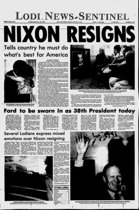 How 12 Newspaper Front Pages Covered Richard Nixons Resignation 