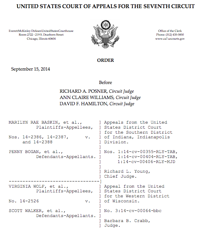 Wisconsin And Indiana Same Sex Marriage Bans Unconstitutional Appeals 7910