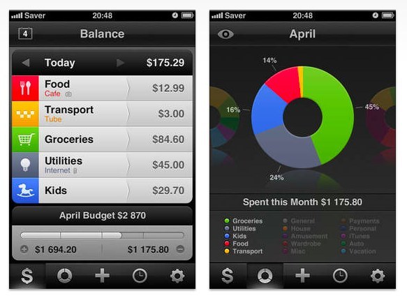 Another beautiful, easy to use app to keep track of spending and stuff, but this one will also let you adjust for whatever currency you might be working with, which is a nice bonus if you are a fancy international traveler. If you're just a regular person, this is a good, bare-bones way to keep your money under control.