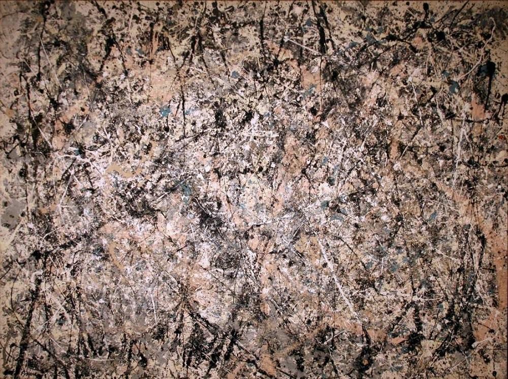 When we flung paint on the walls it was considered a mess, when Pollock did it, it became a masterpiece. He was nicknamed "Jack the Dripper" by some critics but his technique ushered in a whole new style of art. By the way, this is nearly 10 feet tall.