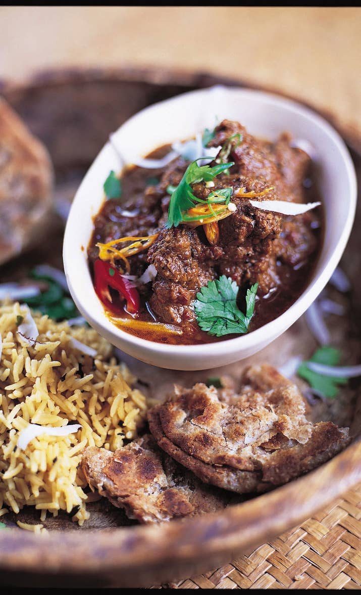 Lamb rogan josh originally comes from Pakistan and the Kashmir region of Northern India and is available today at most Indian takeout restaurants around the world. After the meat marinates in yogurt, garlic, and ginger, it's cooked with onions, peppers, and loads of spices. Cardamom, cloves, cinnamon, coriander, fennel seeds, garam masala, and the list goes on.Try making it at home with the recipe here.