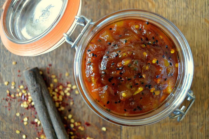 This quintessential Indian condiment is used to top many Indian appetizers and is made with mangoes, vinegar, sugar, and spices. Mango chutney is probably the most recognizable chutney, and the most widely available, but chutneys can be made from a number of other ingredients including mint and tamarind.Try making it at home with the recipe here.