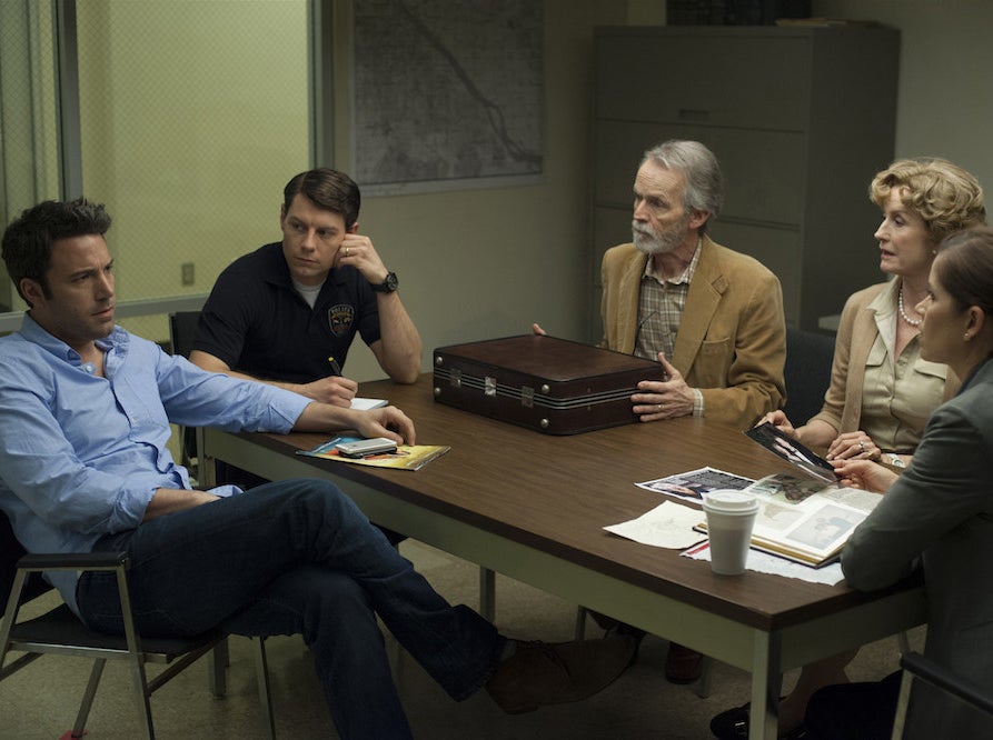 Ben Affleck, Patrick Fugit, David Clennon, Lisa Barnes, and Kim Dickens in Gone Girl.