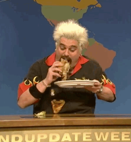 What you'll need: Blonde temporary spray and gel for frosted tips, ridiculous bowling-type shirt, a hoop earring, facial hair. Call things "money," and every hour, yell, "I'm driving the bus to flavortown!"Take it further: Eat the biggest food item you can find as messily as possible throughout the night.
