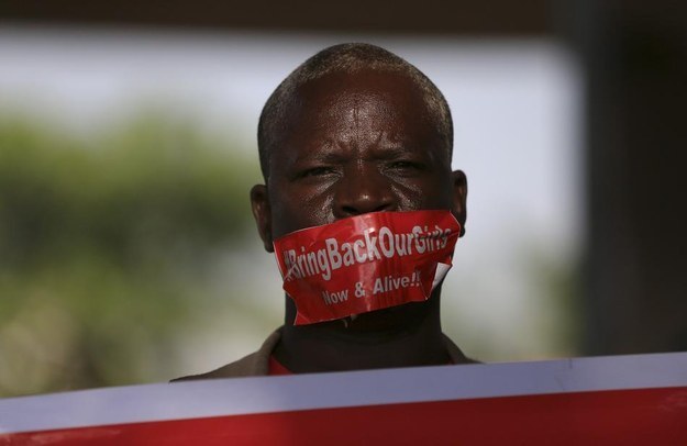 A member of the #BringBackOurGirls campaign group on the 140th day of the abduction of 219 schoolgirls.