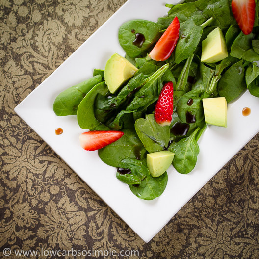 Spinach + strawberry + avocado + balsamic. Get the recipe here.